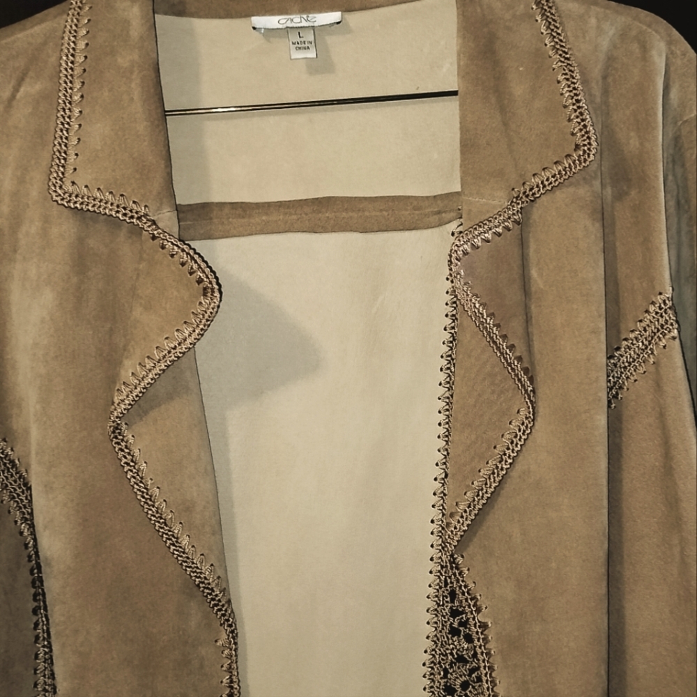 Cach'e Large Leather Suede Jacket